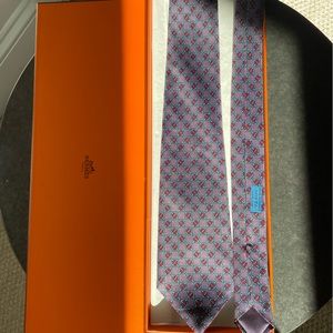 Hermes Knot Tie - Purple - 100% Silk